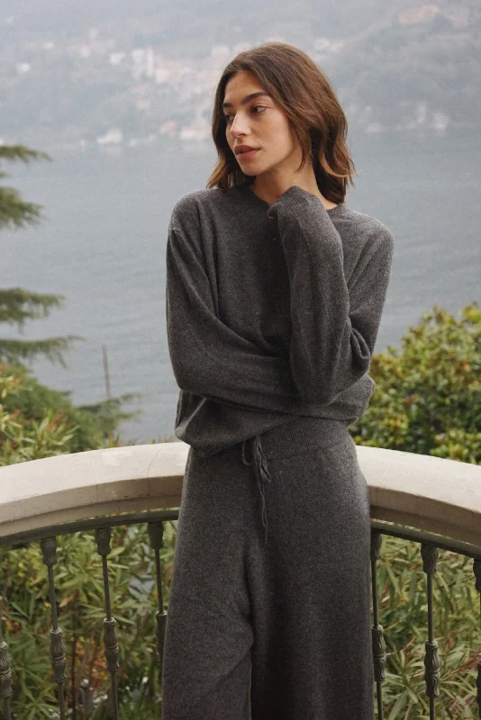 Wool Knit Tops-The Cashmere Cove Crew Neck // Ash