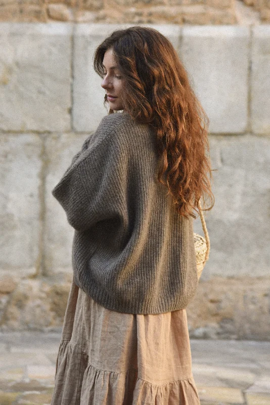 Women's Cozy Knit Tops -The Cashmere Muma Cardigan // Cafe