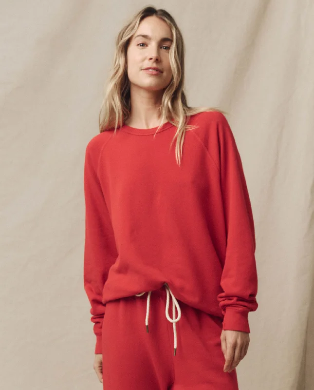 Women's Sweatshirts with Striped Detailing -The College Sweatshirt. Solid -- Campfire