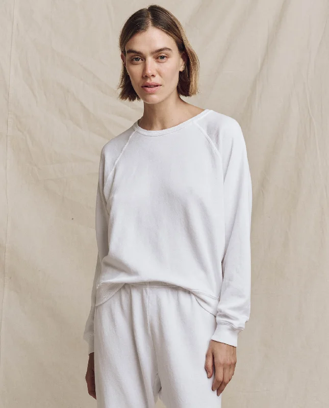 Women's Sweatshirts for Trendy Workouts -The College Sweatshirt. Solid -- True White