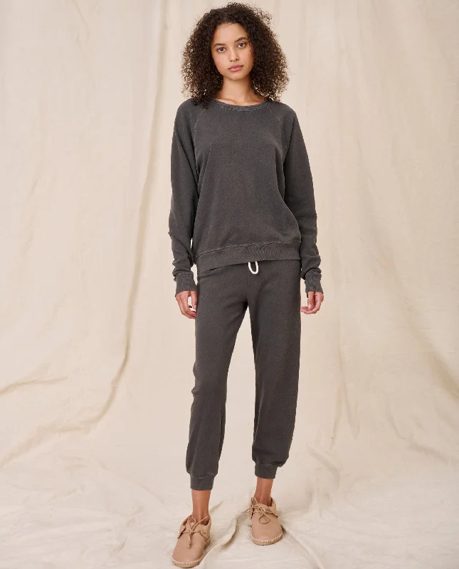Women's Sweatshirts for Outdoor Activities -The College Sweatshirt. Solid -- Washed Black Women's Sweatshirts for Outdoor Activities -The College Sweatshirt. Solid -- Washed Black