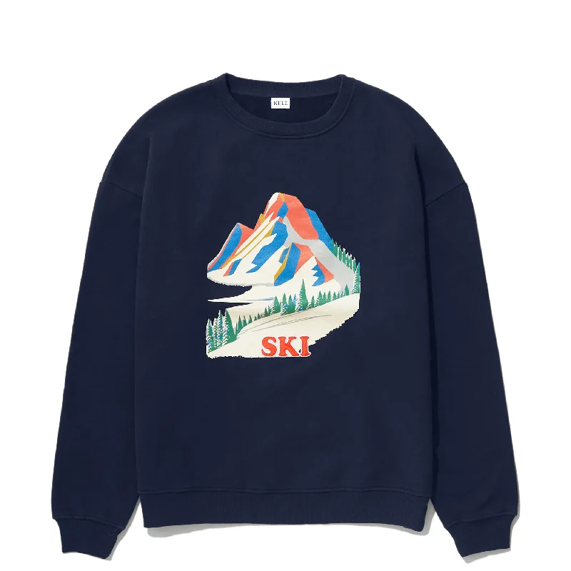 Women's Sweatshirts for Daily Comfort -The Oversized Alps Sweatshirt - Navy