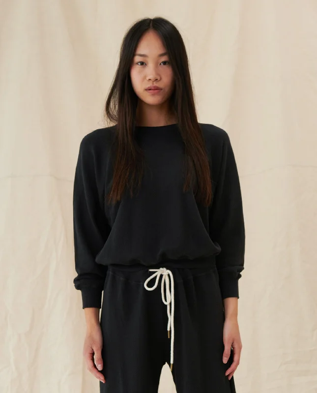 Women's Fleece Sweatshirts for Warmth -The Shrunken Sweatshirt. -- Almost Black