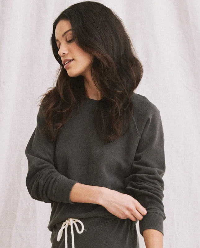Women's Sweatshirts for Everyday Comfort -The Shrunken Sweatshirt. -- WASHED BLACK