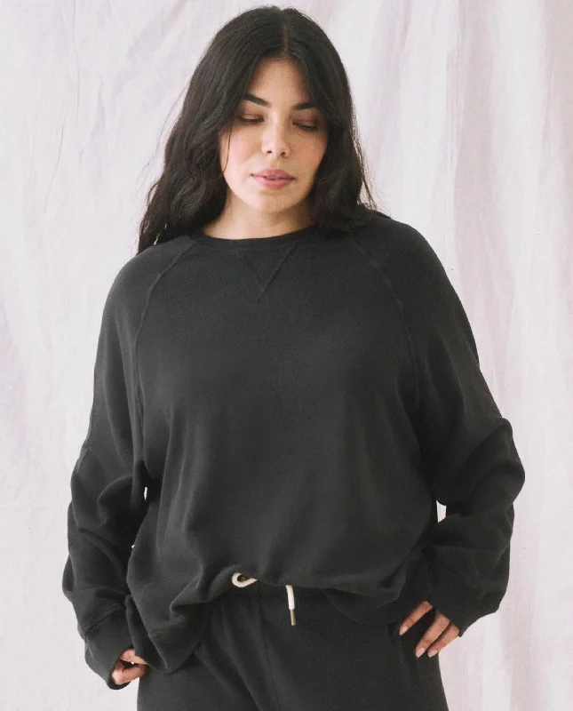 Women's Sweatshirts with Embroidered Details -The Slouch Sweatshirt. Solid -- Almost Black Women's Sweatshirts with Embroidered Details -The Slouch Sweatshirt. Solid -- Almost Black