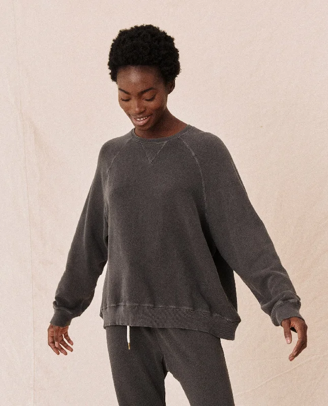 Women's Sweatshirts with Graphic Designs -The Slouch Sweatshirt. Solid -- WASHED BLACK