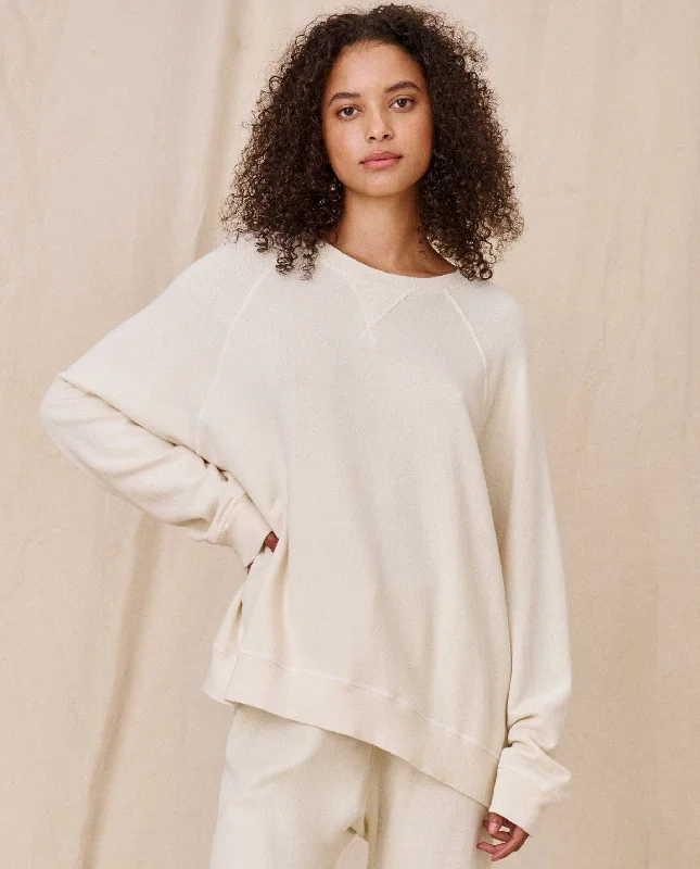 Women's Sweatshirts for Layering with T-shirts -The Slouch Sweatshirt. Solid -- WASHED WHITE