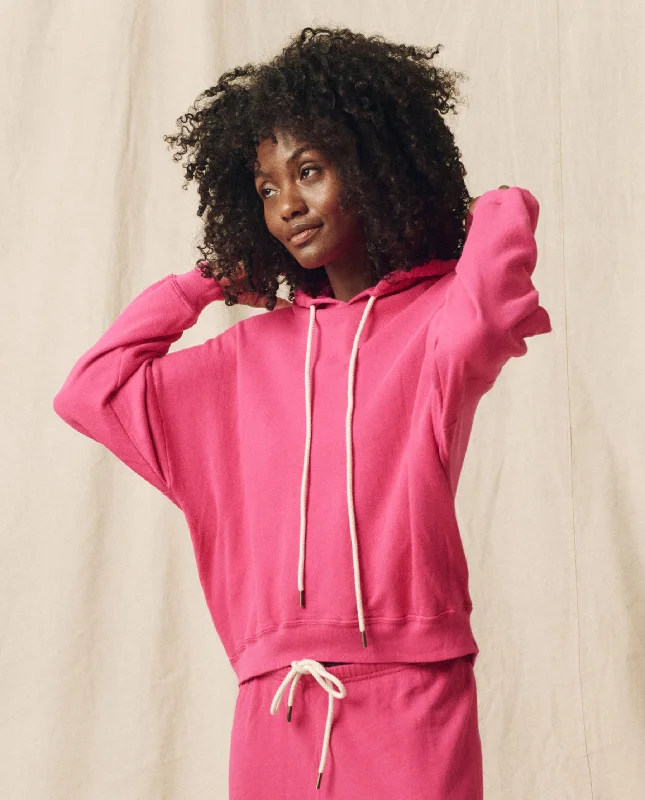 Women's Sweatshirts with Ribbed Design -The Teammate Hoodie. Solid -- Fuchsia