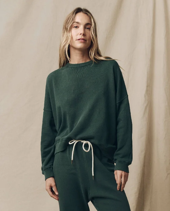 Women's Oversized Sweatshirts for Cozy Days -The Teammate Sweatshirt. Solid -- Deep Sea Green