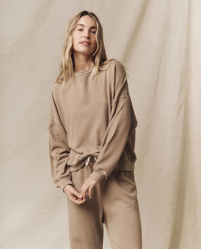 Women's Sweatshirts with Colorblock Design -The Teammate Sweatshirt. Solid -- Khaki
