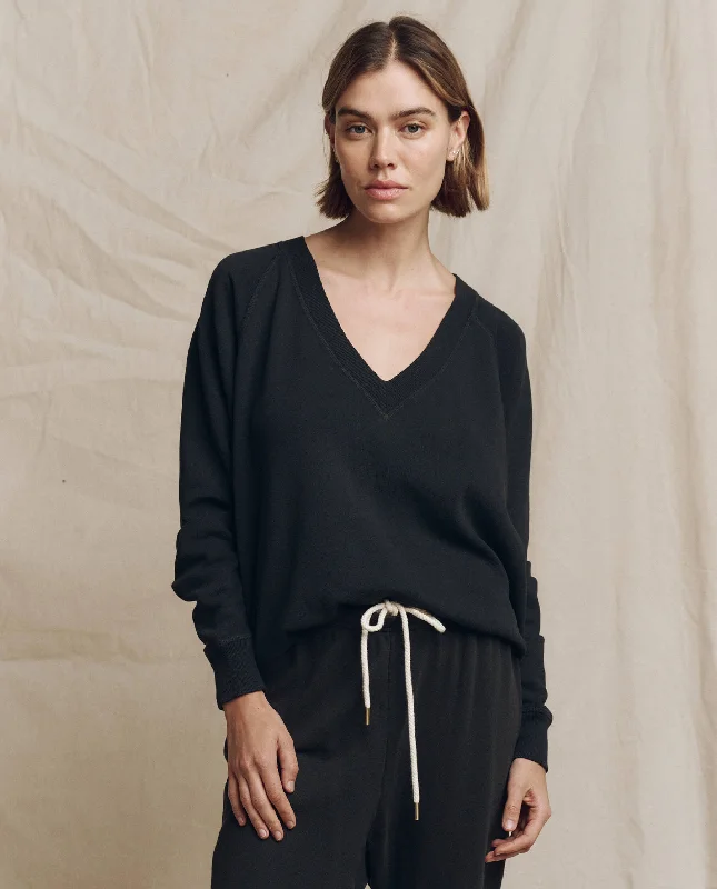 Women's Sweatshirts for Fall Fashion -The V-Neck Sweatshirt. -- Almost Black