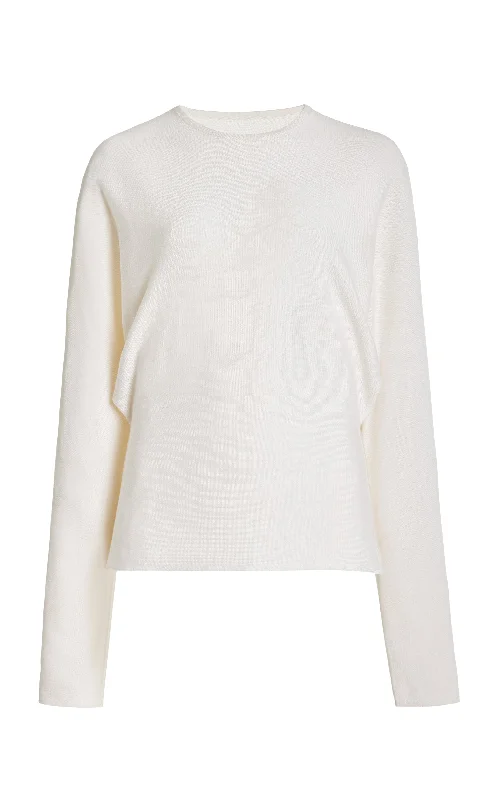 Cozy Women's Knit Sweater -Theodore Knit Sweater in Ivory Cashmere Silk