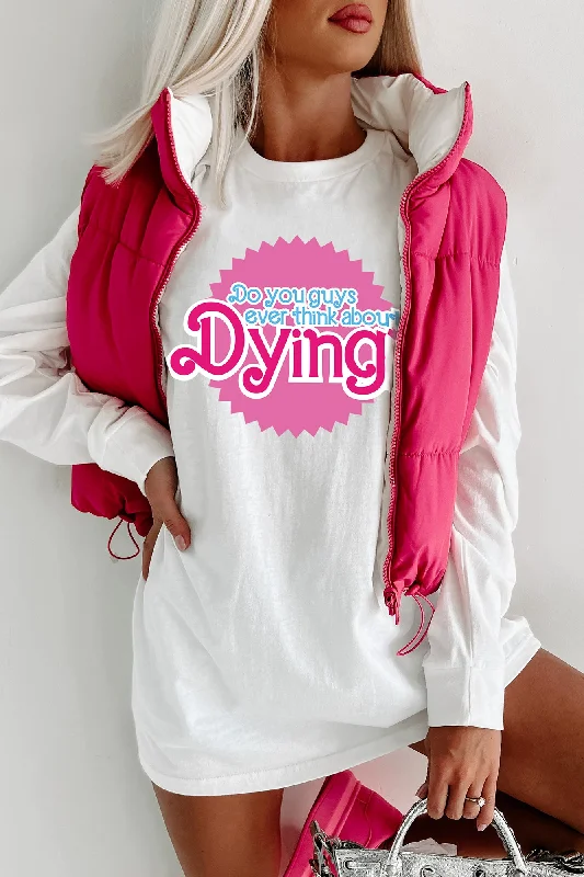 Women's Sweatshirts with Graphic Prints -"Think About Dying" Graphic - Multiple Shirt Options (White) - Print On Demand