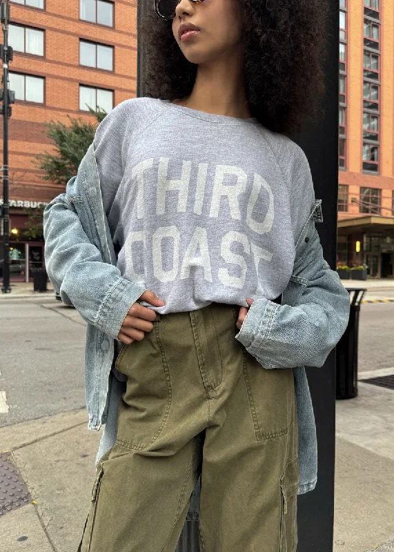 Women's Sweatshirts for Causal Outdoor Activities -Third Coast Classic Crew Sweatshirt - Heather Grey & White Women's Sweatshirts for Causal Outdoor Activities -Third Coast Classic Crew Sweatshirt - Heather Grey & White