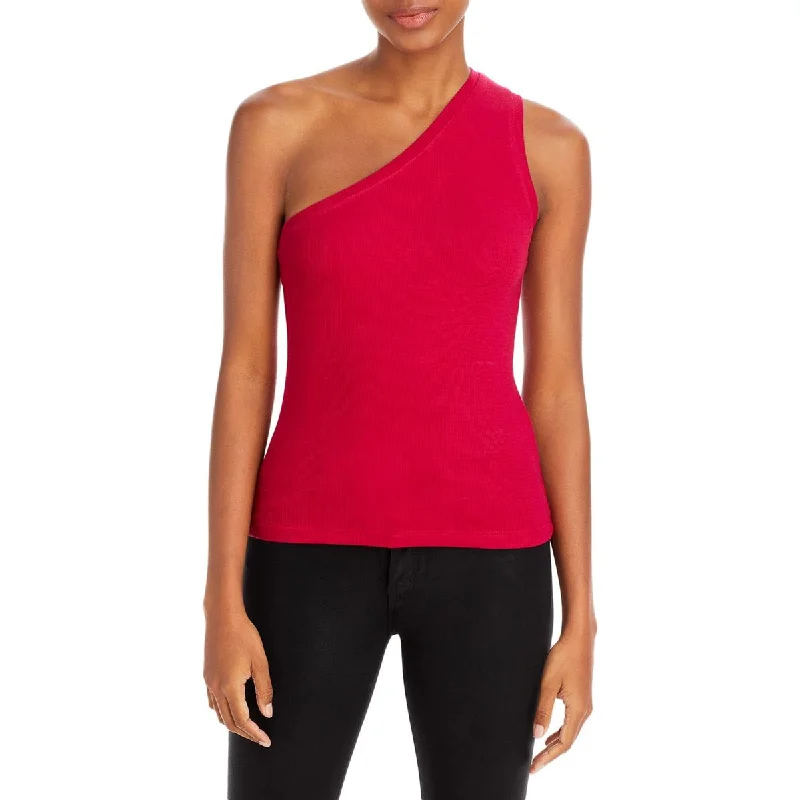 Women's Slim Fit Tank Tops for Night Out -Three Dots Womens One Shoulder Ribbed Tank Top