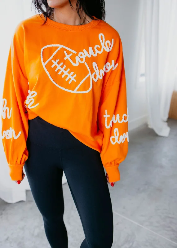 Women's Sweatshirts with Bold Lettering -Touchdown Embroidered Sweatshirt