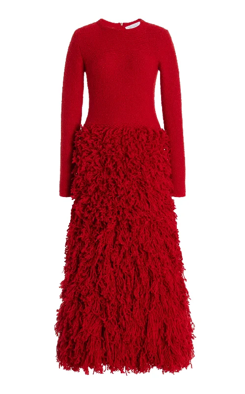 Women's Knit Sweater with Front Pocket Design -Turner Knit Maxi Dress in Scarlet Red Virgin Wool Cashmere Silk Women's Knit Sweater with Front Pocket Design -Turner Knit Maxi Dress in Scarlet Red Virgin Wool Cashmere Silk