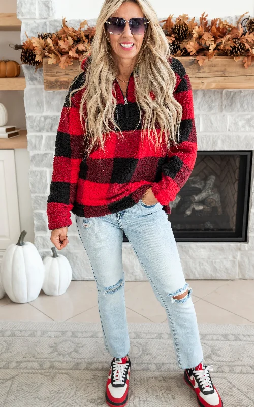 Women's Cozy Cashmere Pullovers Sweater for Winter-Unisex Sherpa Fleece Quarter-Zip Pullover