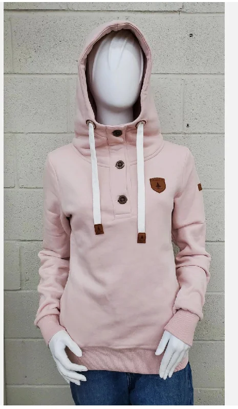 Women's Relaxed Fit Wool Pullovers Sweater-Wanakome Jas Button Front Pullover Hoodie