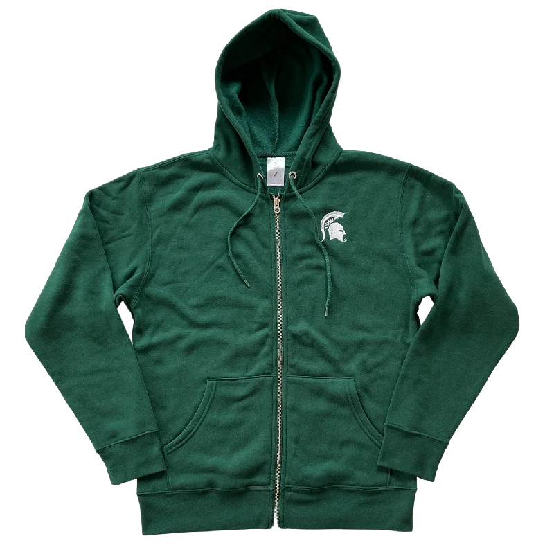 Women's Sweatshirts with Open Side Slits -Spartan Helmet Zippered Fleece Hoodie