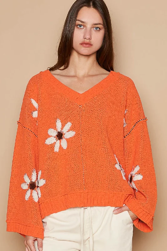 Women's Cashmere Blend Pullovers Sweater for Comfort-V-neck floral pattern chenille pullover sweater Women's Cashmere Blend Pullovers Sweater for Comfort-V-neck floral pattern chenille pullover sweater