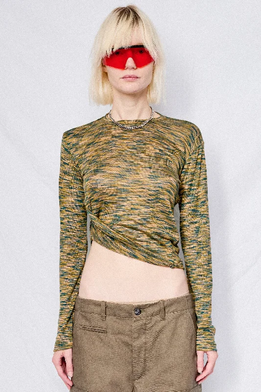 Women's Cozy Long Sleeve T-shirt with Print -Variegated Rayon Twisted Long Sleeve Tee Women's Cozy Long Sleeve T-shirt with Print -Variegated Rayon Twisted Long Sleeve Tee
