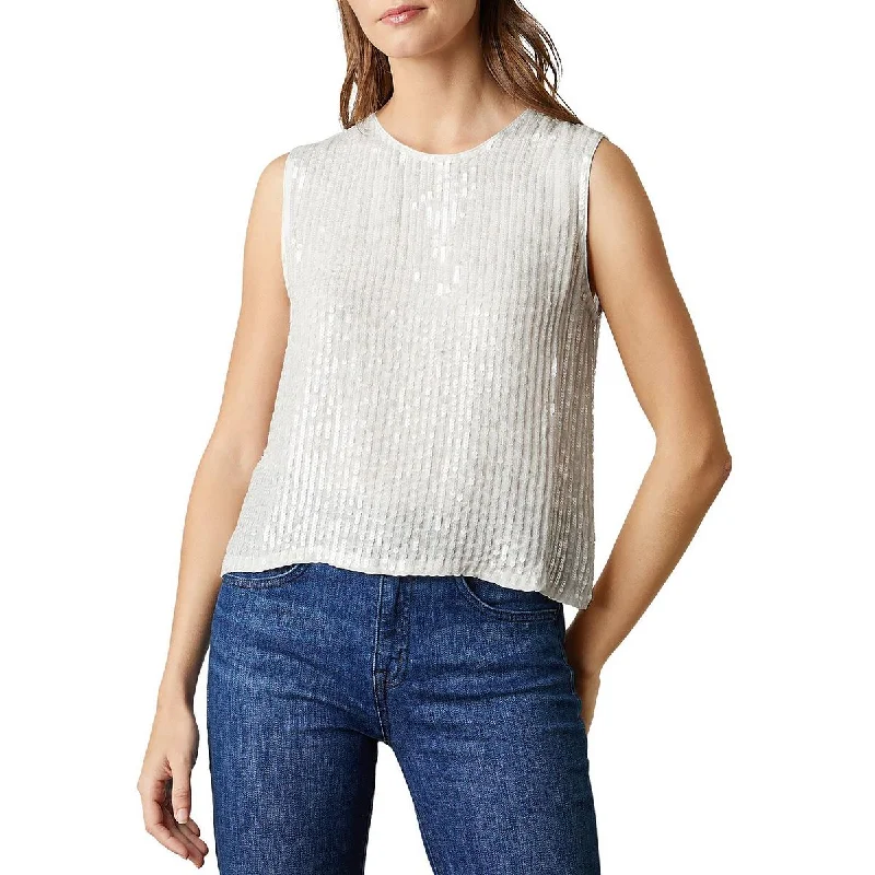 Women's Casual Cami Tops with Lace Trim -VELVET BY GRAHAM & SPENCER Womens Sequined Sleeveless Tank Top