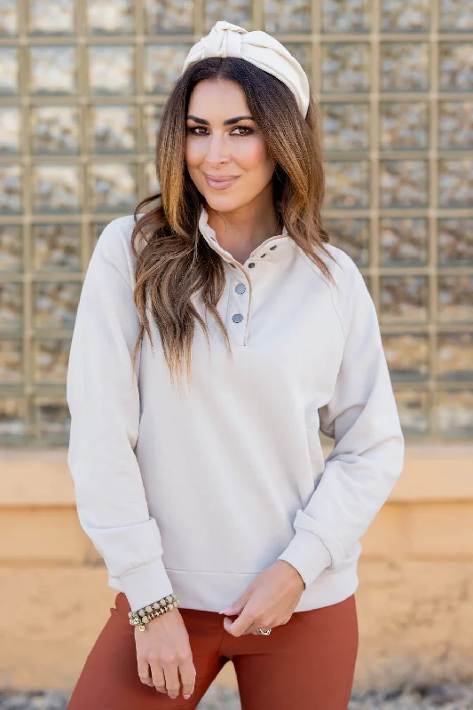 Women's Sweatshirts for Fun Outings with Friends -Velvet Trim Pullover
