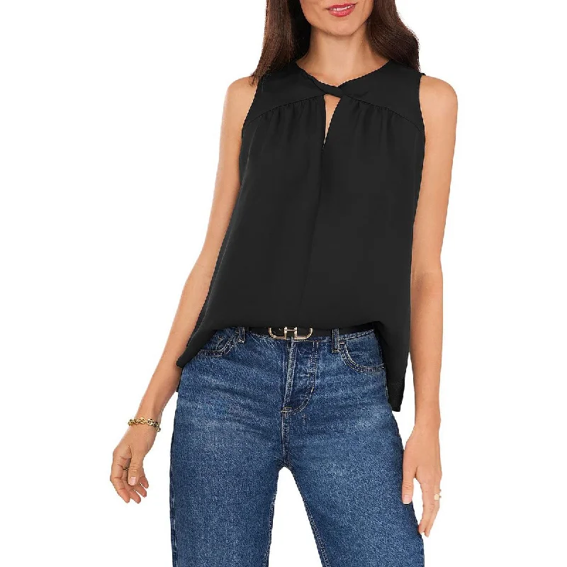 Women's Camis with Decorative Elements -Vince Camuto Womens Twist Neck Key Hole Tank Top