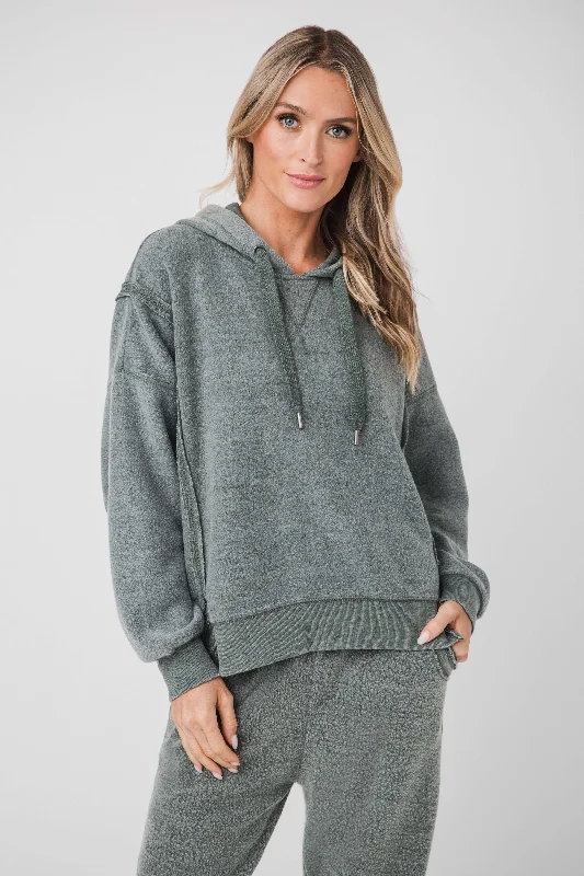 Women's Zip-up Sweatshirts for Easy Layering -Vintage Havana Reverse Fleece Hoodie
