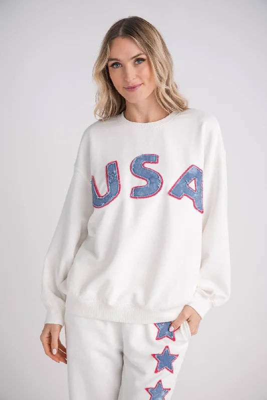 Women's Sweatshirts for Shopping Trips -Vintage Havana USA Appliqué Sweatshirt