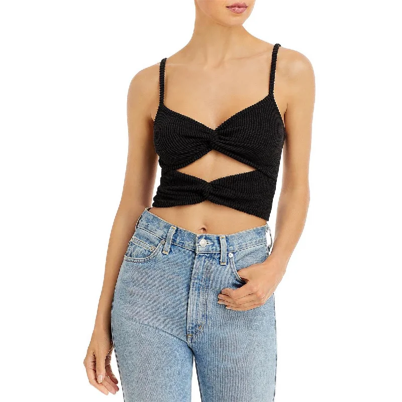 Women's Relaxed Tank Tops for Day Trips -Vintage Havana Womens Twist Front Cut-Out Tank Top Women's Relaxed Tank Tops for Day Trips -Vintage Havana Womens Twist Front Cut-Out Tank Top