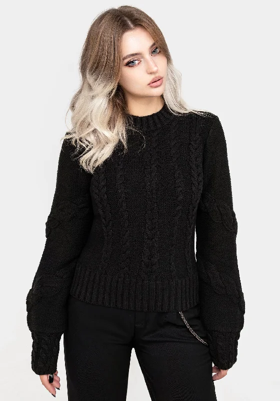 Women's Loose Wool Pullovers Sweater-Virda Cable Knit Twist Jumper