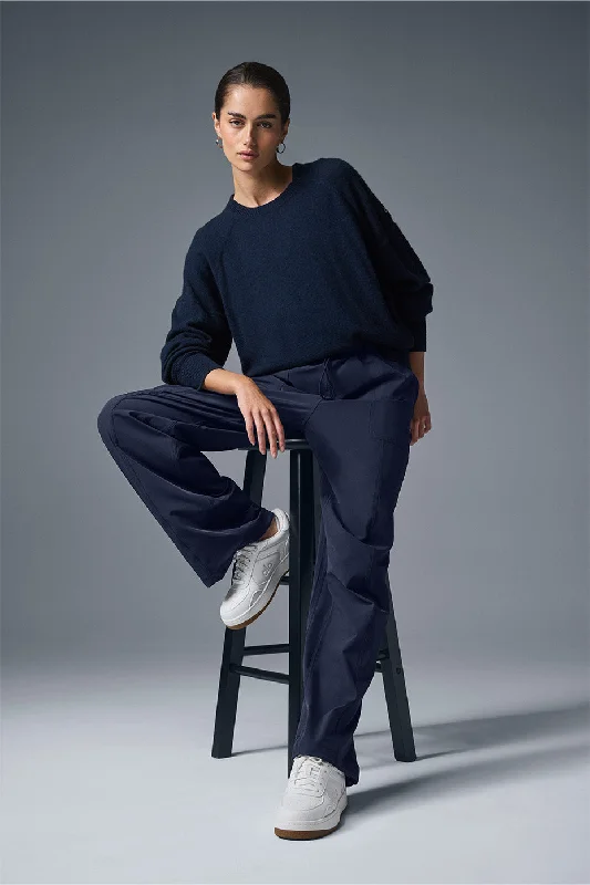 Women's Sweater Set for Everyday Wear -Cashmere Jet Set Crew - Navy