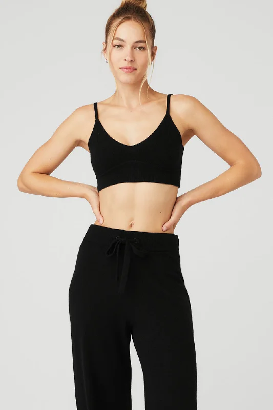 Women's Sweater Set with Slim Fit -Cashmere Jet Set Bra - Black