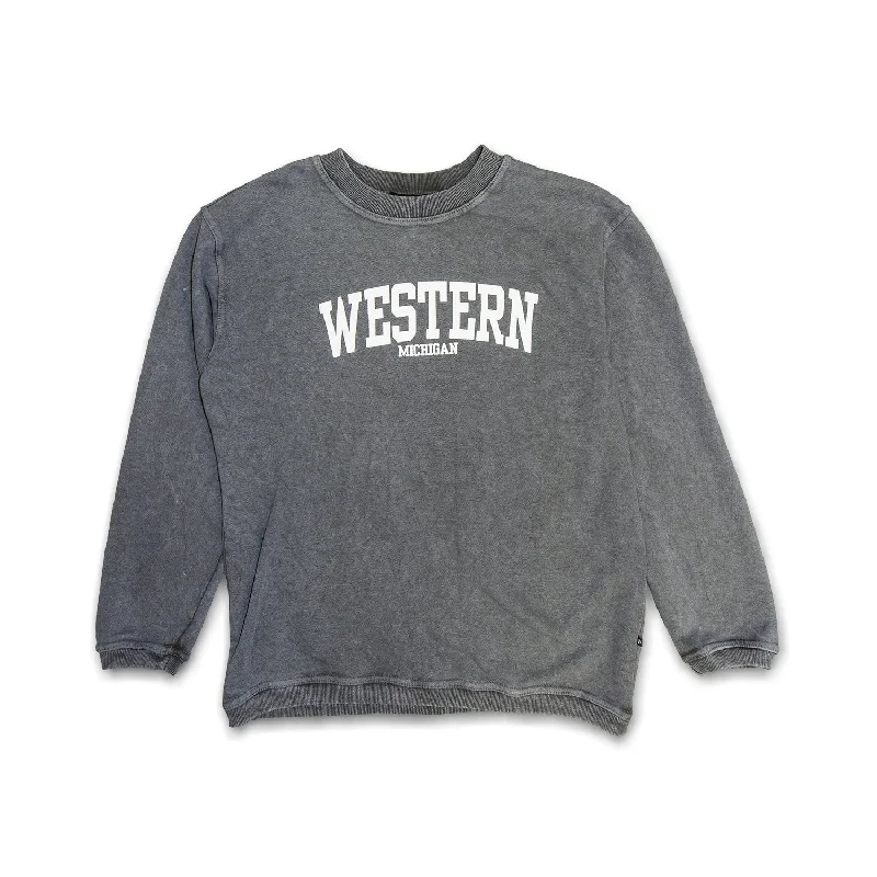 Women's Sweatshirts with Feminine Silhouettes -Western Michigan Sandwash Crewneck