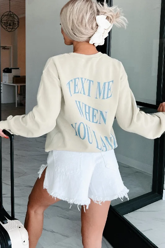 Women's Sweatshirts for Leisure Travel -When You Land Double-Sided Graphic Sweatshirt (Taupe) Women's Sweatshirts for Leisure Travel -When You Land Double-Sided Graphic Sweatshirt (Taupe)