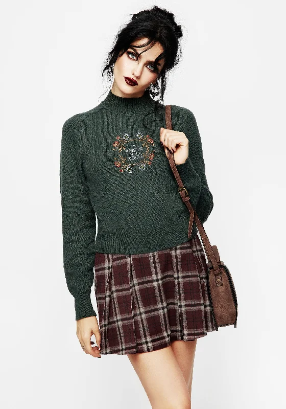 Women's Soft Merino Wool Pullovers Sweater-Whisper Mock Neck Embroidered Knit Jumper