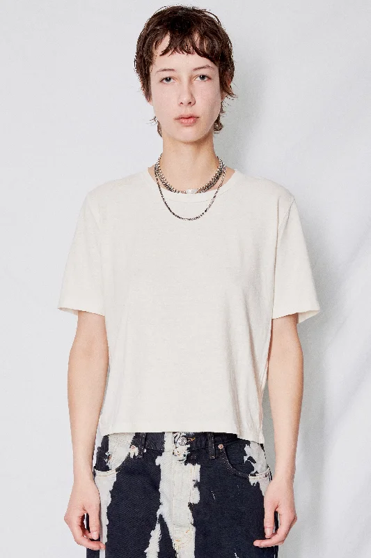 Women's Relaxed Fit Cotton Short Sleeve T-shirt -White Cropped Silverlake Tee