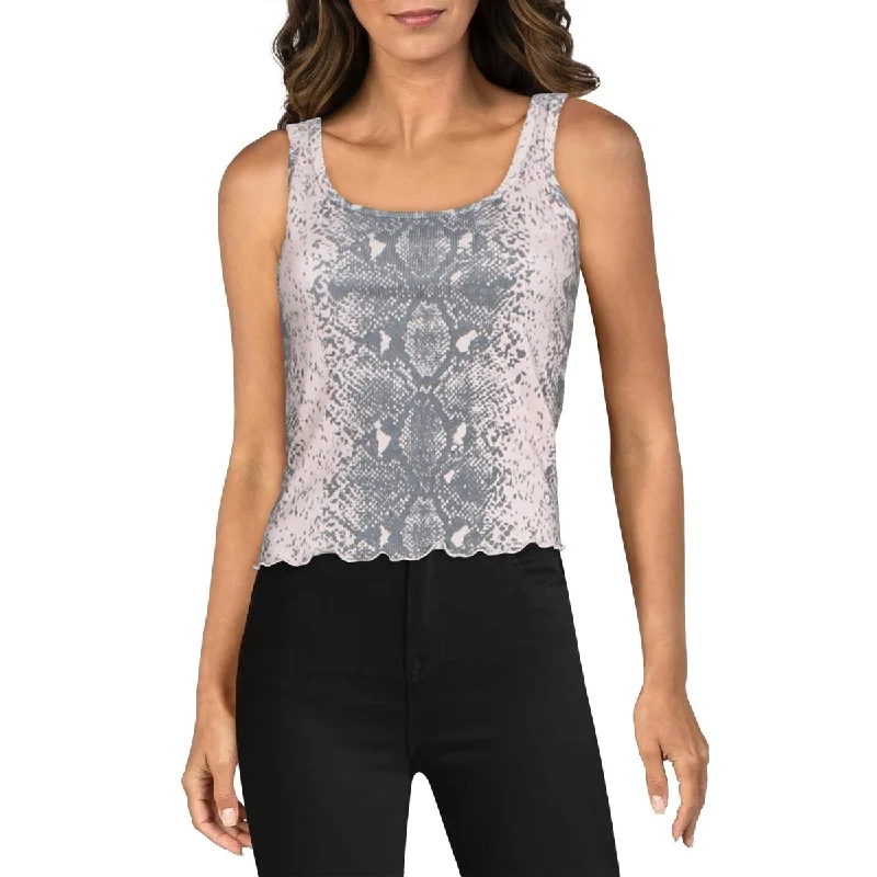 Women's Casual Tank Tops for Everyday Comfort -Wildfox Womens Delta Ribbed Knit Snake Print Tank Top