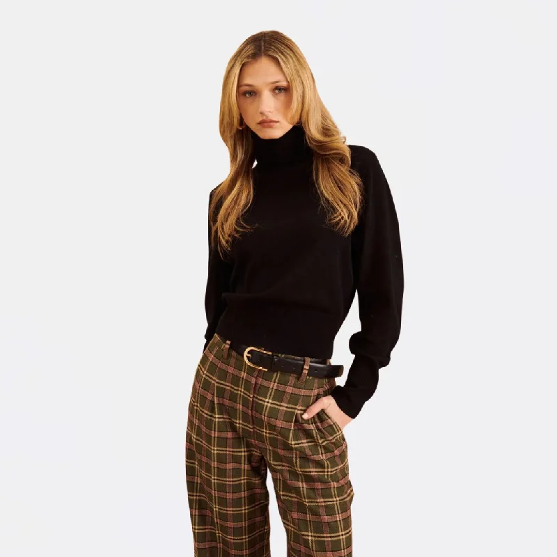 Knit Tops with Back Pleats-William Turtleneck