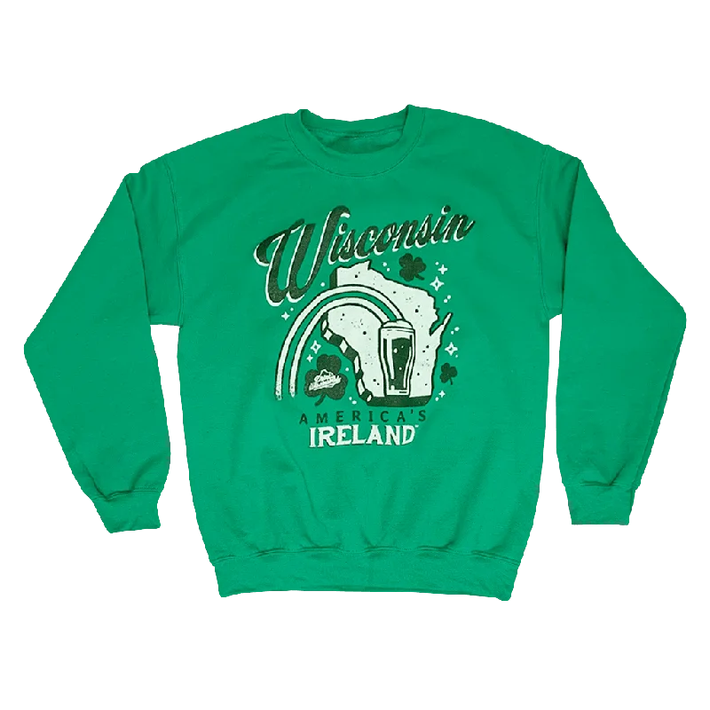 Women's Sweatshirts with High Neck for Warmth -"Wisconsin America's Ireland" Crewneck