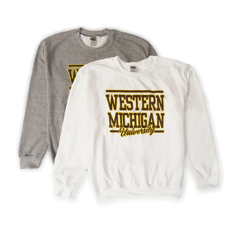 Women's Sweatshirts for Warming Up After Exercise -Western Michigan Script Crewneck