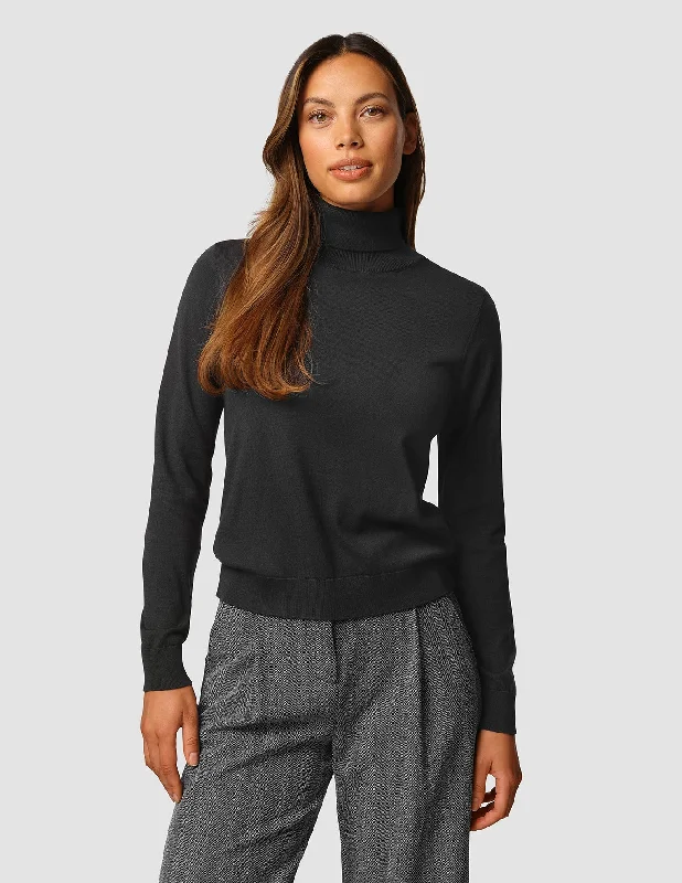Knit Tops for Everyday-Fine Knit Turtleneck Black