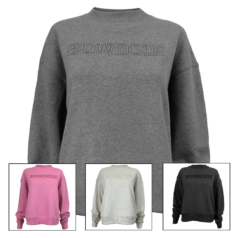 Women's Sweatshirts with Color-Pop Accents -Women's 3-D Triumph Tonal Crew from Champion