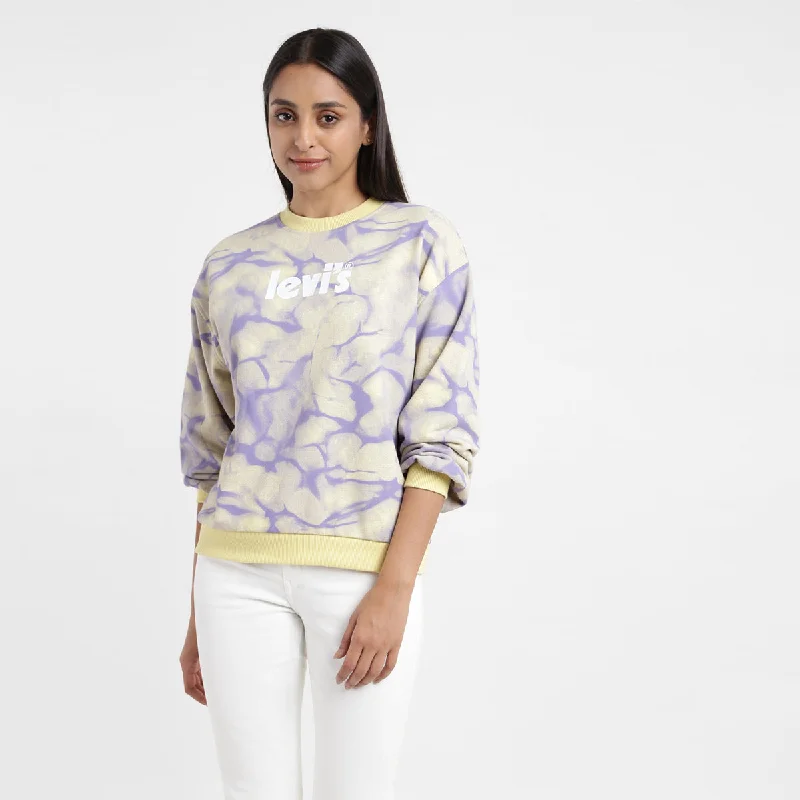 Women's Sweatshirts with Customizable Features -Women's Abstract Yellow Crew Neck Sweatshirt Women's Sweatshirts with Customizable Features -Women's Abstract Yellow Crew Neck Sweatshirt