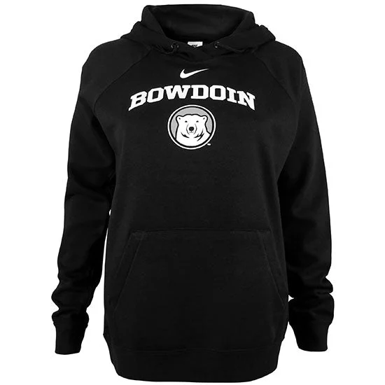 Women's Sweatshirts for Comfortable Fit -Women's Black Bowdoin & Medallion Varsity Fleece Hood from Nike