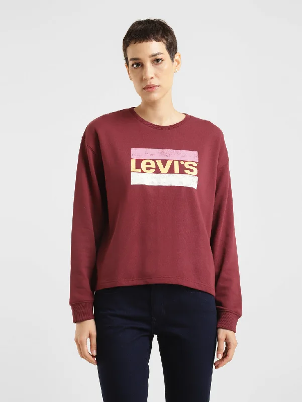 Women's Sweatshirts for Warm Comfort -Women's Brand Logo Crew Neck Sweatshirt