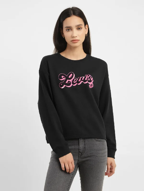 Women's Sweatshirts for Chill Weekends -Women's Brand Logo Crew Neck Sweatshirt