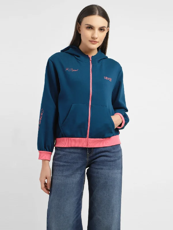 Women's Sweatshirts for Evening Wear -Women's Printed Hooded Sweatshirt